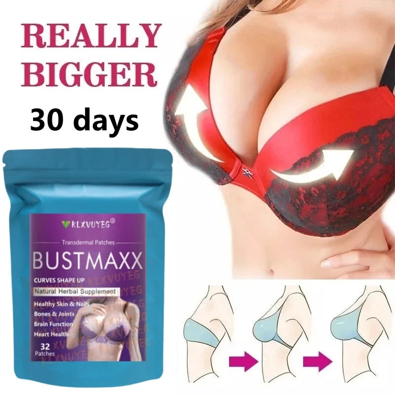 BUSTMAXX Clinical Strength Breast Augmentation Supplement, Transdermal Patches Produced in the USA, 32 pcs/bag
