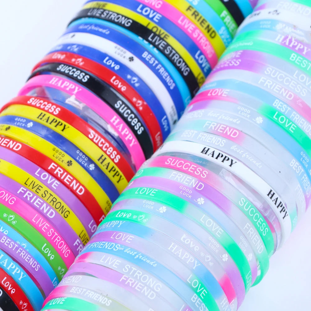 Lote de 20/30/50/100 pulseras de silicona luminosas multicolores para hombre y mujer, estilo mixto, regalo de joyería