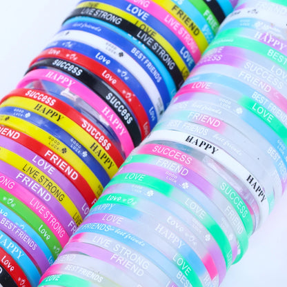 Lote de 20/30/50/100 pulseras de silicona luminosas multicolores para hombre y mujer, estilo mixto, regalo de joyería