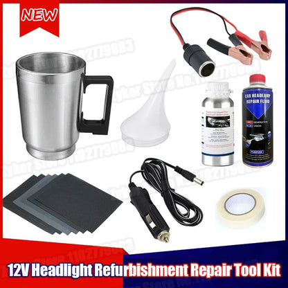 Kit de restauración de pulido de faros de coche de 12 V Herramienta para el cuidado de faros automotrices Restauración de faros de coche Líquido Restaurador de faros