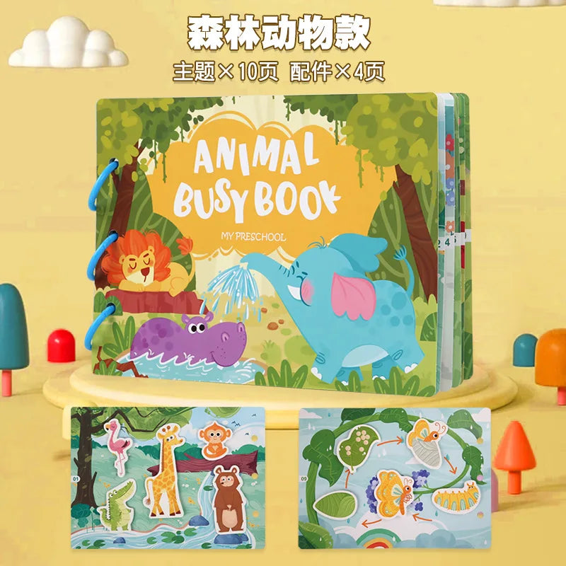 Montessori Busy Book for Kids Sticker Quiet Book Baby Early Educational Toy toddlers Matching Puzzles Game Learning Toys Gifts