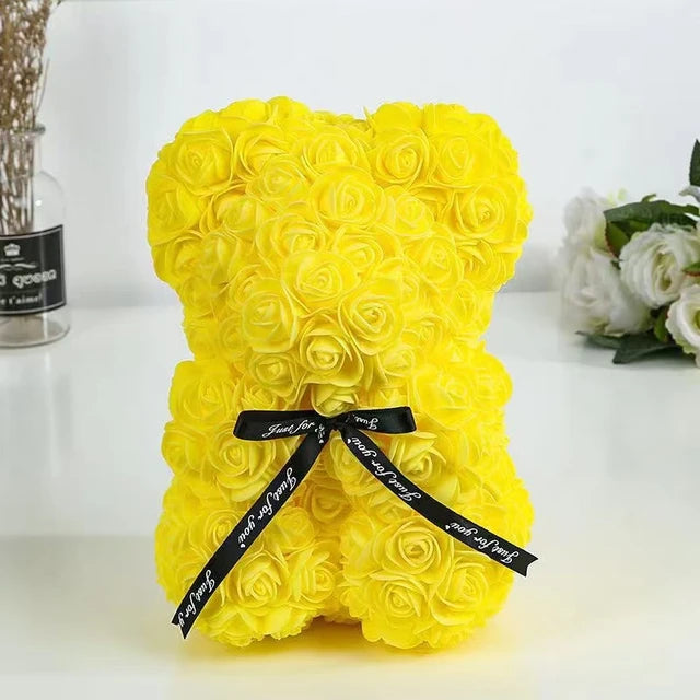 Rose Bear New Valentine's Day Gifts 25cm Flower Bears Artificial Floral Decorations Mother's Day Gift for Girlfriend Festival and 