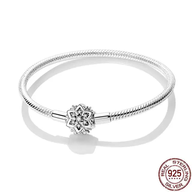Original 925 Silver Bracelet Snake Chain 17-20 Evil Eye Heart Star Zircon For Charms Beads Pendant Anniversary Jewelry Making Gifts 