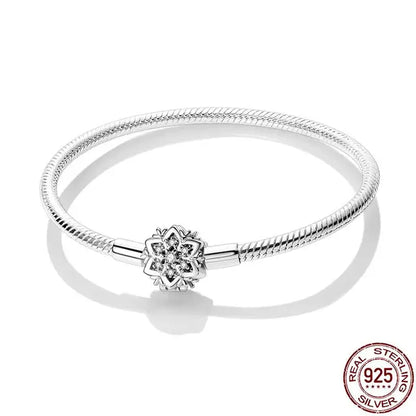 Original 925 Silver Bracelet Snake Chain 17-20 Evil Eye Heart Star Zircon For Charms Beads Pendant Anniversary Jewelry Making Gifts 