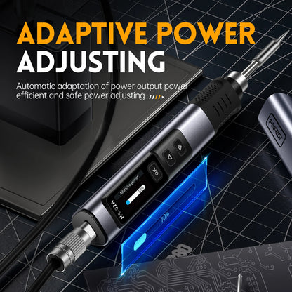 FNIRSI HS-02 Smart Electric Soldering Iron 100-450℃ Temp Adjustable PD 100W Portable Welding Rework Station Solding Irons Kit