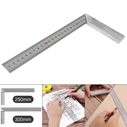 Stainless Steel 250mm/300mm Aluminum Alloy Square Ruler Right Angle Measuring Rule Tool Angle Square Ruler 90 Thickened Handle