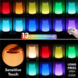 Luminária Noturna RGB Recarregável via USB com 13 Cores, Controle Remoto e Touch – Portátil, com Intensidade Regulável (Ideal para Mesa ou Cabeceira)