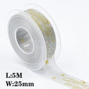 5M 10mm 15mm 25mm Christmas Satin Ribbons Crafts DIY Tape Wedding Gift Bows Natural Organza Ribbon Sewing Clothing Decoration