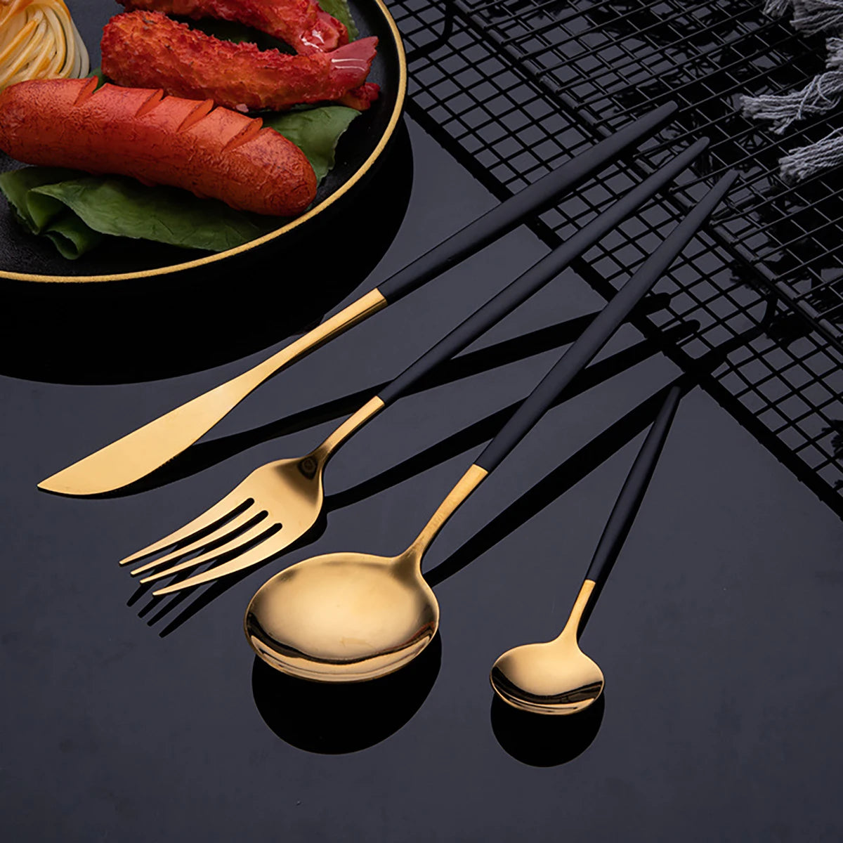 Juego de 24 Uds de cubiertos, vajilla de acero inoxidable, cuchillos, tenedores, cucharas de té, vajilla con espejo, vajilla de cocina occidental, conjunto con caja de regalo