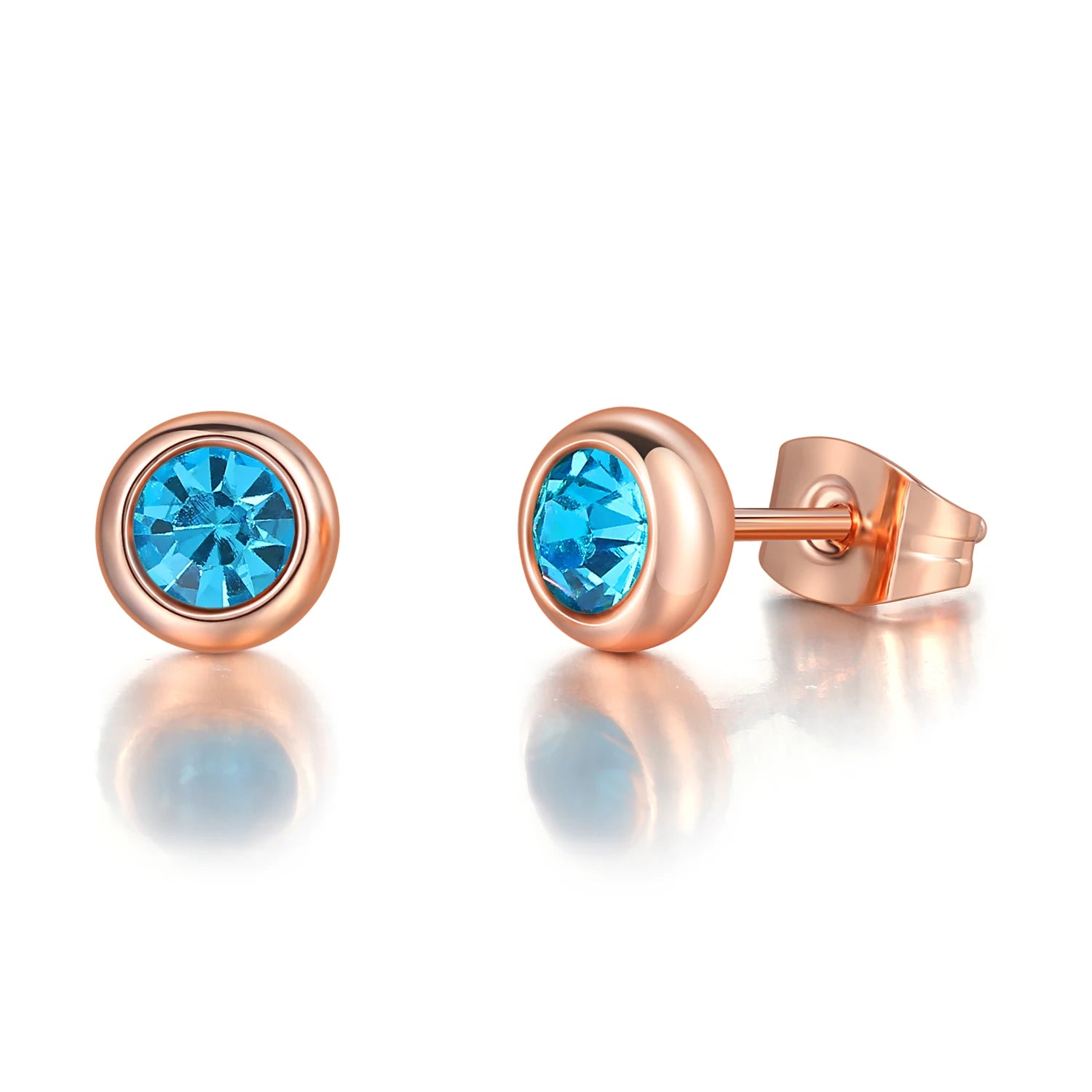 Classic Modern Cubic Zirconia Stud Earrings For Women Simple Rose Gold Color Women's Earing Accessories Fashion Jewelry E270