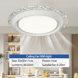 Modern Ceiling Fan with Light Simple Smart Bladeless Electric Fan Remote Control Dimming Silent Timing Light Home Cooling Fan