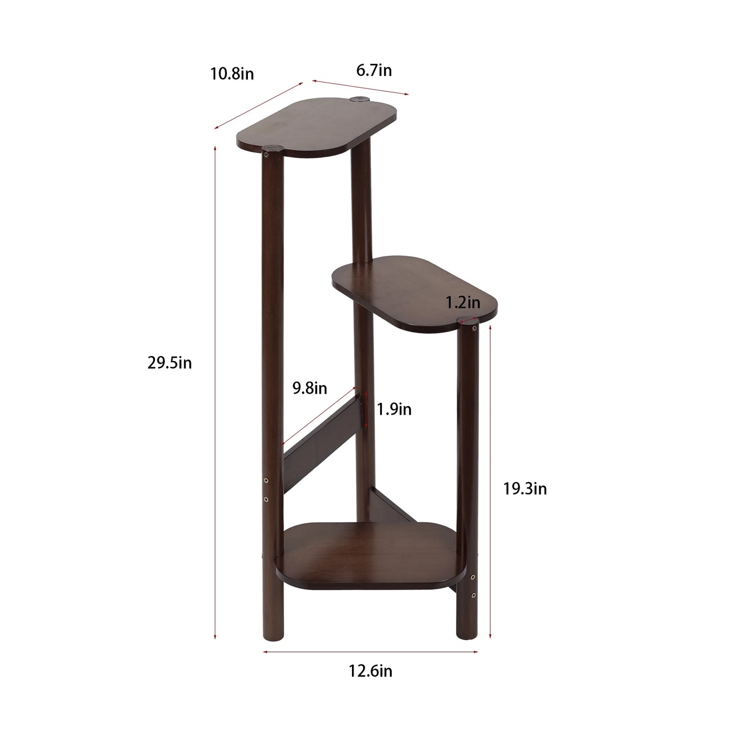 Macetero esquinero alto de bambú de 3 niveles para macetas, soporte de almacenamiento para balcón, jardín y patio.