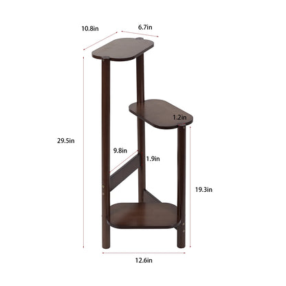 Macetero esquinero alto de bambú de 3 niveles para macetas, soporte de almacenamiento para balcón, jardín y patio.