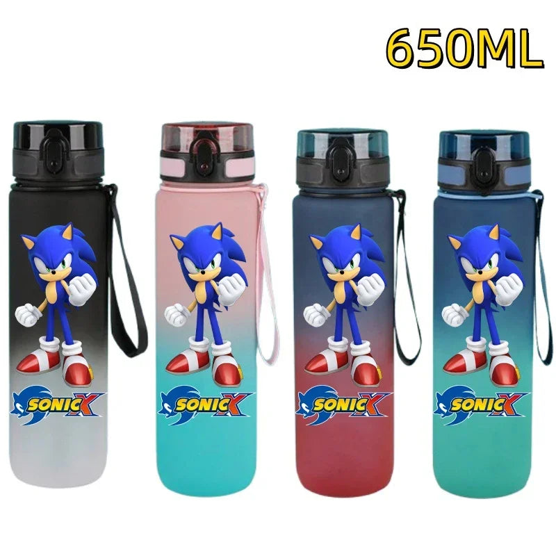 650ML Sonic Hedgehog Sport Water Bottle Large Capacity Cartoon Portable Plastic Water Bottle Drinking Cup Student Birthday Gifts