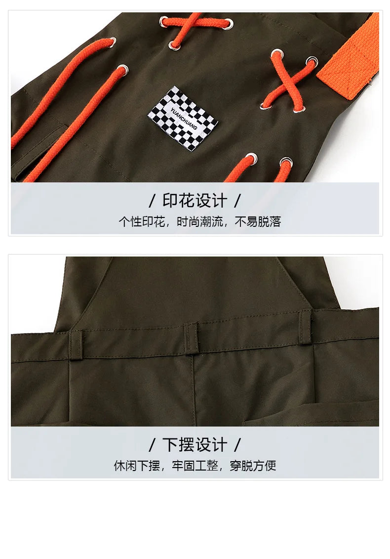 Boys Hip Hop Loose Overalls Girls K-pop Cargo Pants Kids Dungaree Joggers Children Jumpsuit Street Dance Romper Teen Streetwear