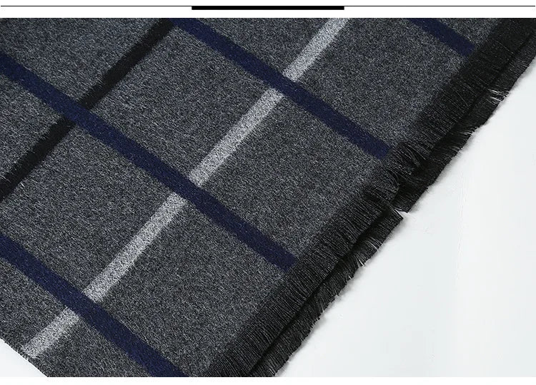 Designer Brand Plaid Men's Cashmere Scarf Winter Warm Scarves Shawls Casual Business Long Wraps Pashmina Christmas Gift for Man