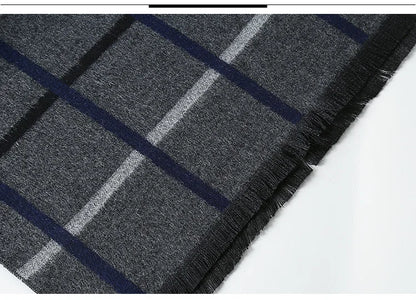 Designer Brand Plaid Men's Cashmere Scarf Winter Warm Scarves Shawls Casual Business Long Wraps Pashmina Christmas Gift for Man