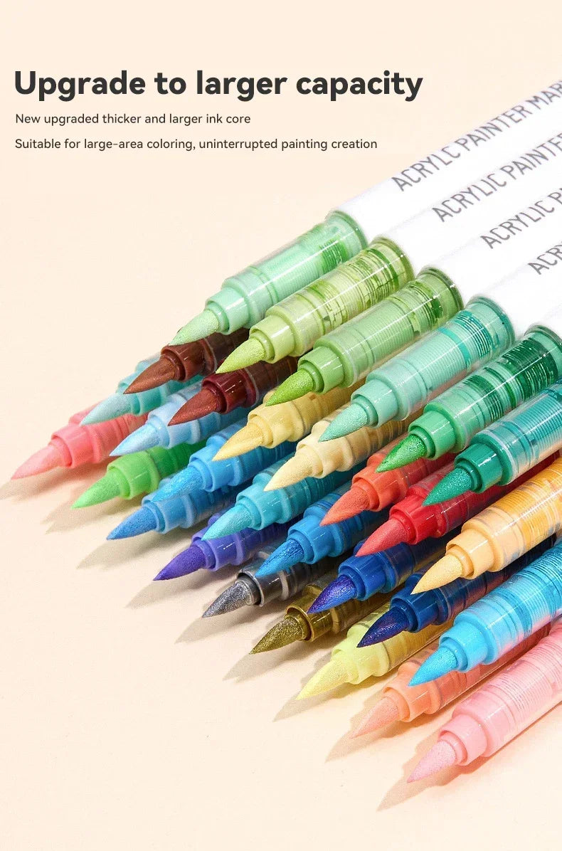 9pcs/Box Mix Color Acrylic Markers Set Art Rock Painting Pens Kids Gift Graffiti For Stone Glass Book Shoes DIY Craft Supplies