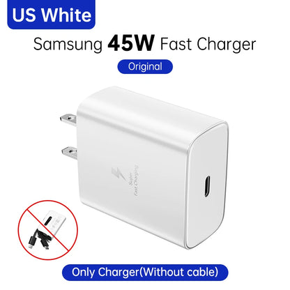 Cargador de pared Samsung PD de 45 W, carga superrápida, original de EE. UU., cable USB C a tipo C de 5 A, para Galaxy S25, S24, S23, S22 Ultra, A54, A53 y Note20.
