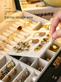Caja organizadora de joyas de alta gama con gran capacidad y diseño exquisito para collares y pendientes