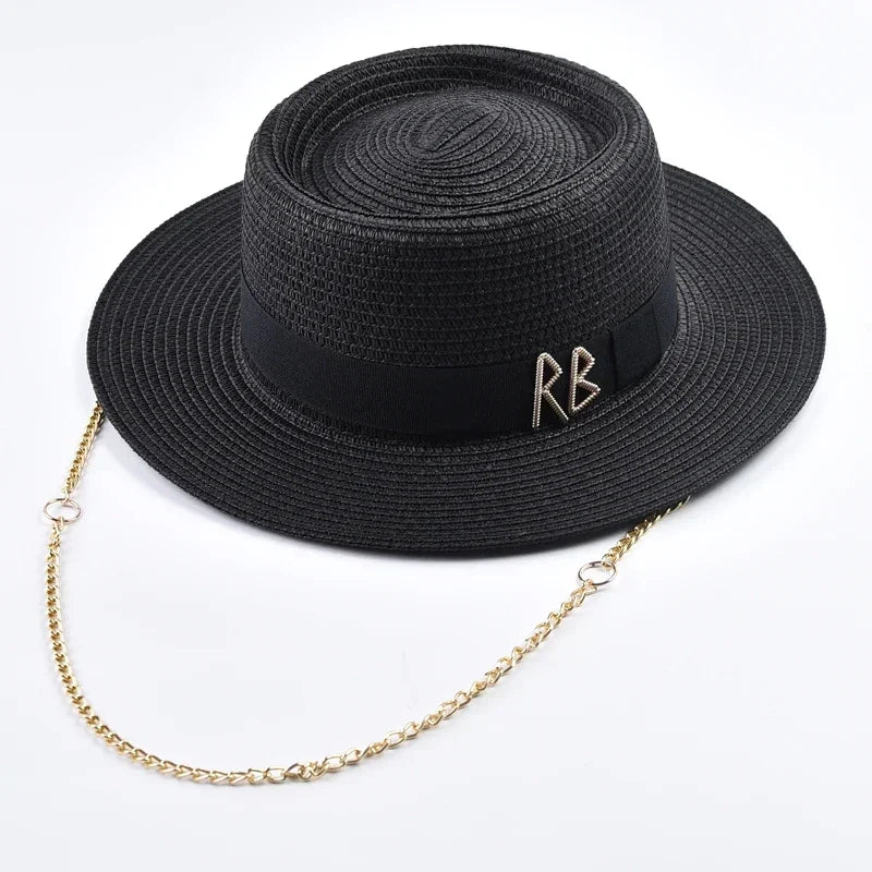 Summer Straw Hats for Women Ribbon Decoration Elegant Ladies Party Dress Hats Travel Beach Sun Hat Chapeau Femme