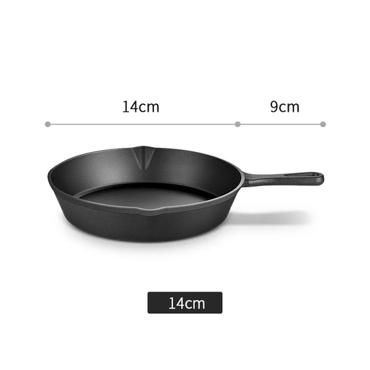 14/16/20cm Cast Iron Frying Pan, Non-stick Skillet Kitchen Fry Pot, Breakfast Pan Omelette Pancake Pan, Induction Cooking Cookware