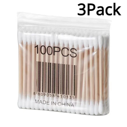 Hisopos de algodón de doble punta para desmaquillaje doméstico, limpieza de oídos, higiene, hisopos de algodón desechables de cabeza redonda.
