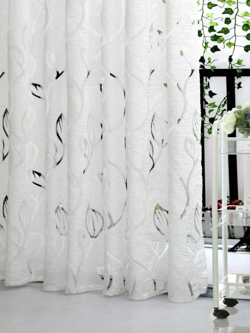 1pc Decorative Cut-Out Design Twining Leaves Sheer Curtain For Bedroom/Living Room