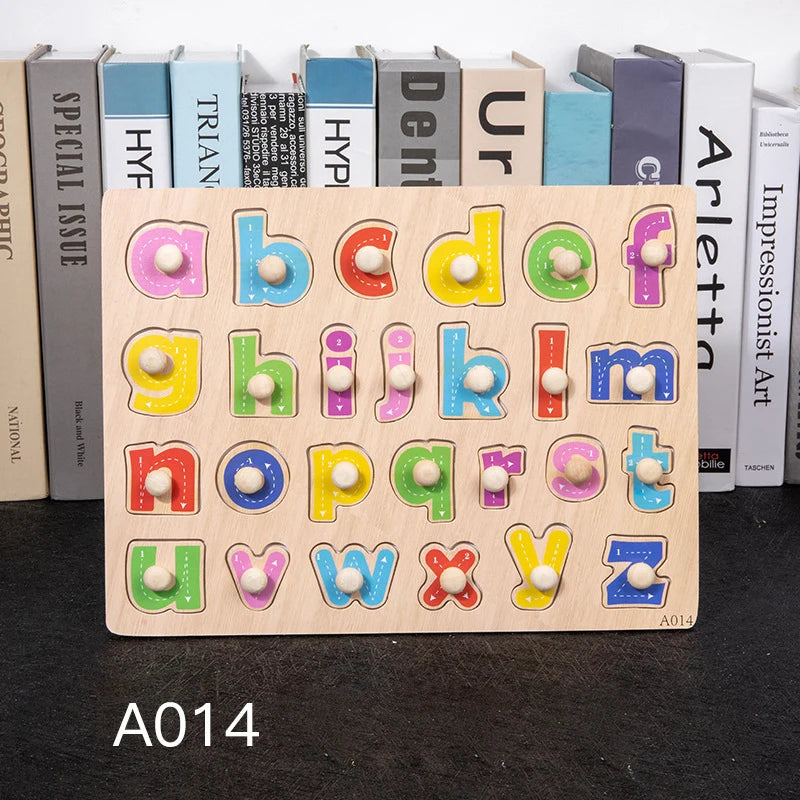 Toddler Wooden Peg 3D Puzzles Kids Toys Alphabet Montessori Education Learning Toys Great Preschool Gift for Girls and Boys