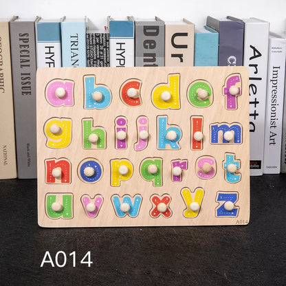 Toddler Wooden Peg 3D Puzzles Kids Toys Alphabet Montessori Education Learning Toys Great Preschool Gift for Girls and Boys