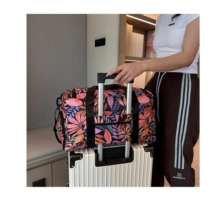 Oxford Leaves Large Capacity Travel Tote 2026 New High Quality Durable Bags Portable Daily Commute Versatile Travel Bags