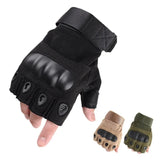 Tactical Half-Finger Gloves Knuckle-Enhanced Combat Gloves Outdoor Sports Hiking Shooting Riding Hand Protection for Work Safety