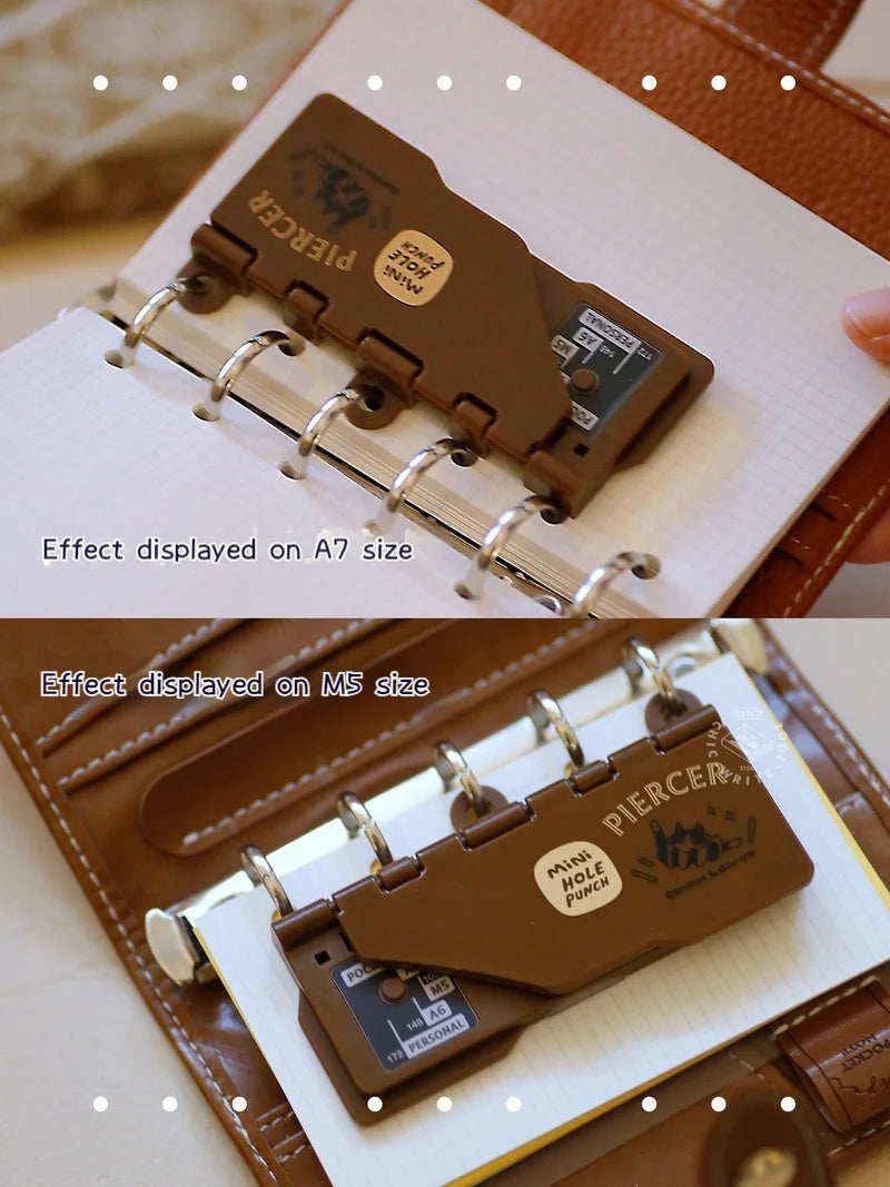 3-Hole 4mm Card Hole Punch Limited Edition Loose Leaf Notebook M5/A7 Portable Binder Punching Machine Office Supplies For 1paper