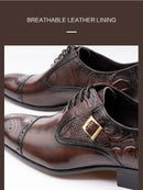 Nice Men Black Brown Leather Oxford Brogue Dress Shoes Office mens leather Mens Pair with suit jeans Side Lace Up Buckle stylish
