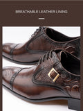Nice Men Black Brown Leather Oxford Brogue Dress Shoes Office Men's Leather Men's Pair with Suit Jeans Side Lace Up Buckle Stylish