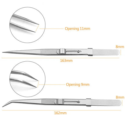 Pinzas de acero inoxidable con cierre deslizante ajustable, antiestáticas, herramienta para la fabricación de joyas y reparación de componentes electrónicos.
