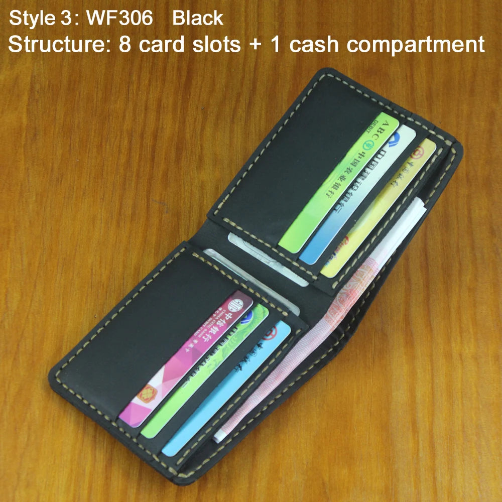 Luxury Handmade 100% Genuine Leather Men Wallet Purse Short Money Clip with Coin Pocket Male Money Bag Multi-Card Wallet Vintage