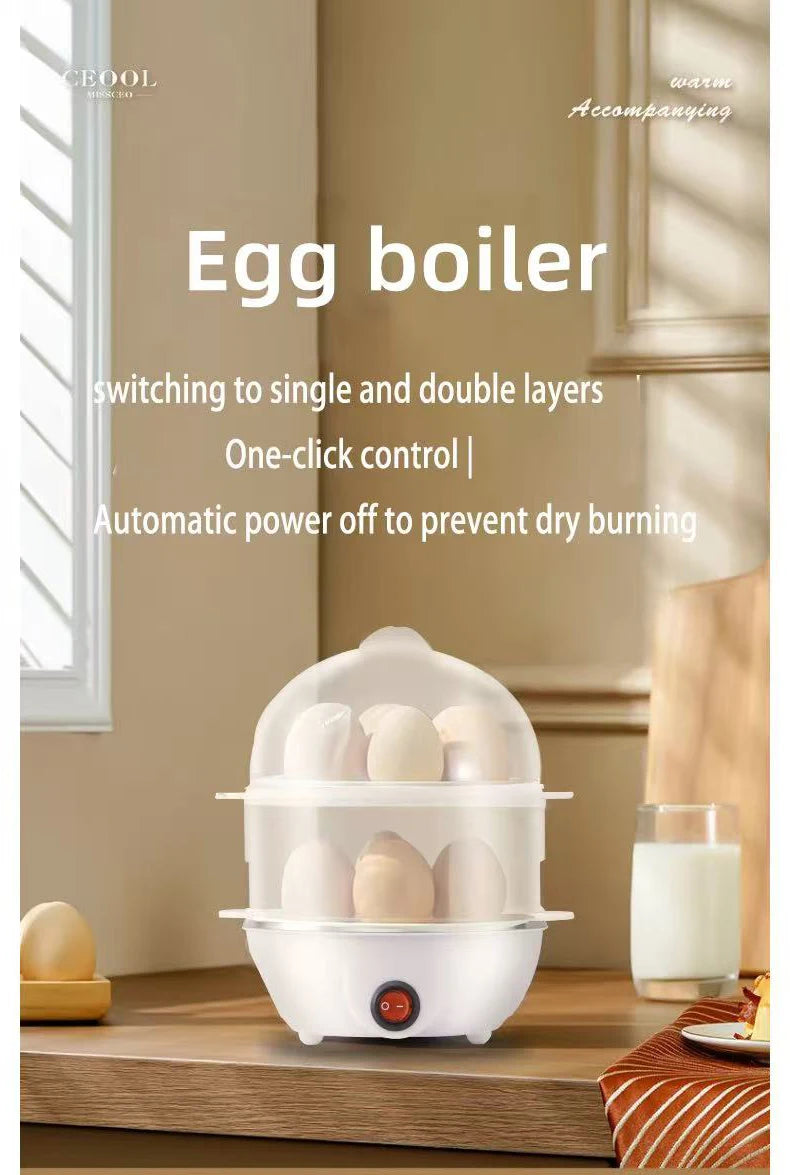 Multifunctional Electric Egg Boiler Single/Double Layer Egg Cooker 110V/220V Mini Steamer Poacher Kitchen Cooking Machine