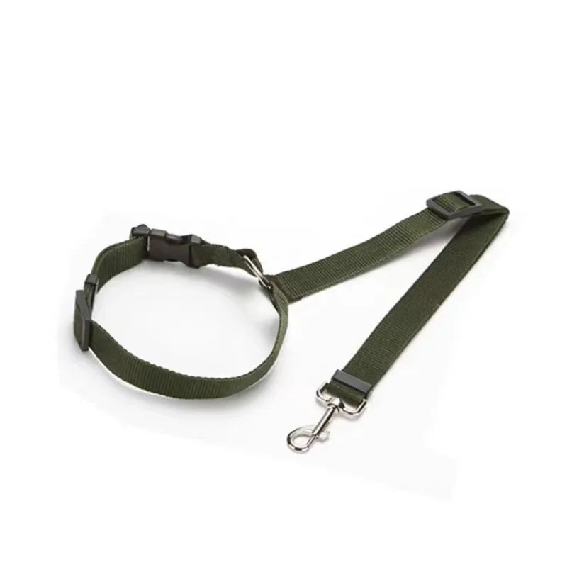 Cinturón de seguridad para mascotas dos en uno de color sólido, correa de nailon para el asiento trasero, arnés ajustable para perros, collar, accesorios para mascotas