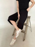 Plus size L to 6XL U-Neck Women's  Modal pant calf-length summer wide leg pants drawstring short pants casual homewear pants