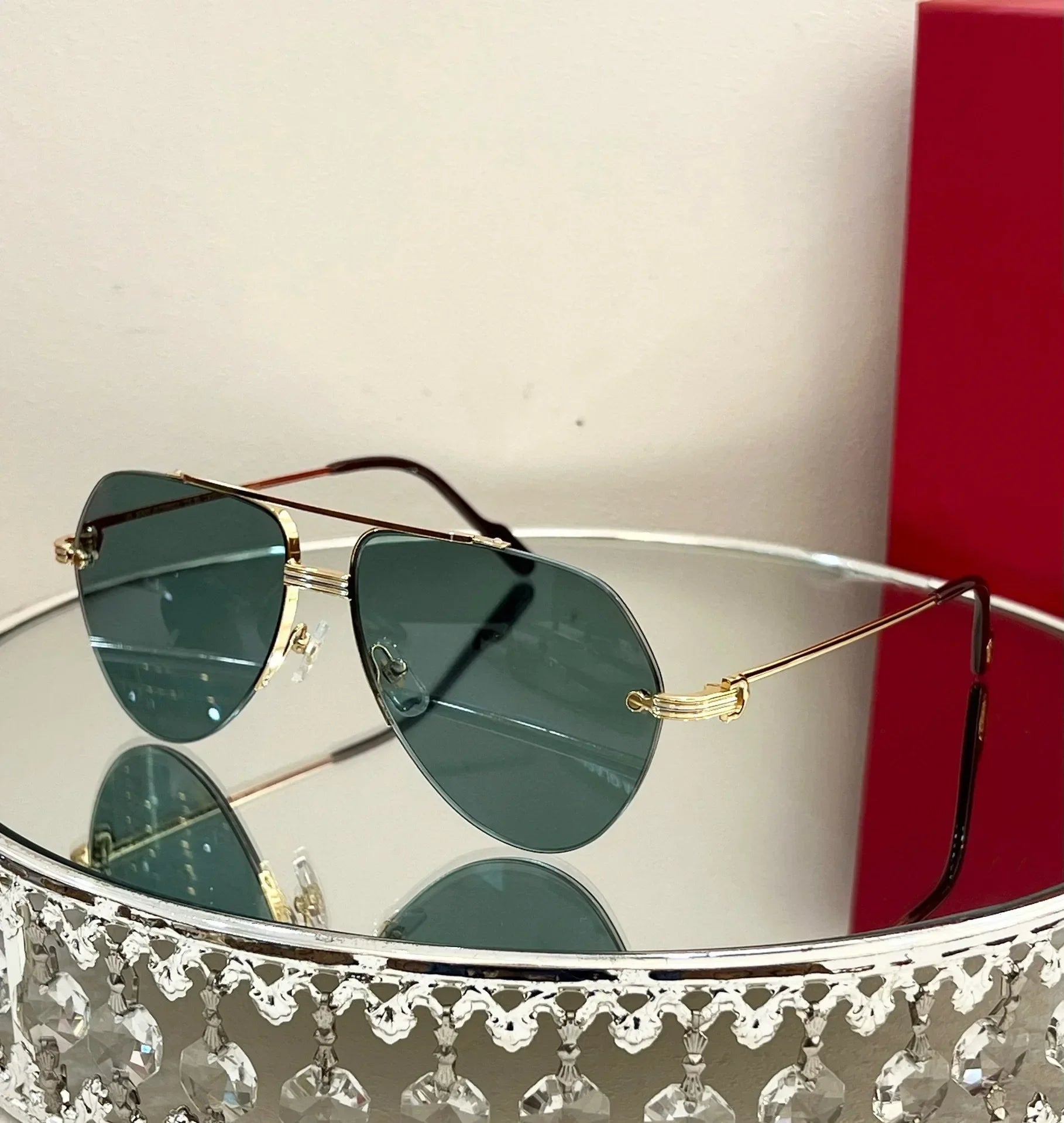 Ollymurs  Frameless Brushed SunglassesDesigner CT0427S CAR Card Home New Men's Comfortable Fashion Anti-ultraviolet Sunglasses