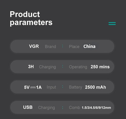 VGR Hair Clipper Professional Hair Trimmer Electric Clippers Cordless Hair Cutting Machine 9000RPM Trimmer Clipper for Men V-003