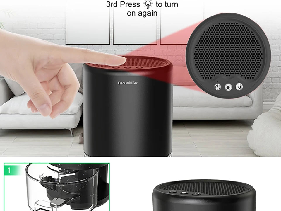 Electric Dehumidifier Moisture Absorbers Air Dryer With 1000ml Water Tank Quiet Air Home Dehumidifier For Bedroom Wardrobe