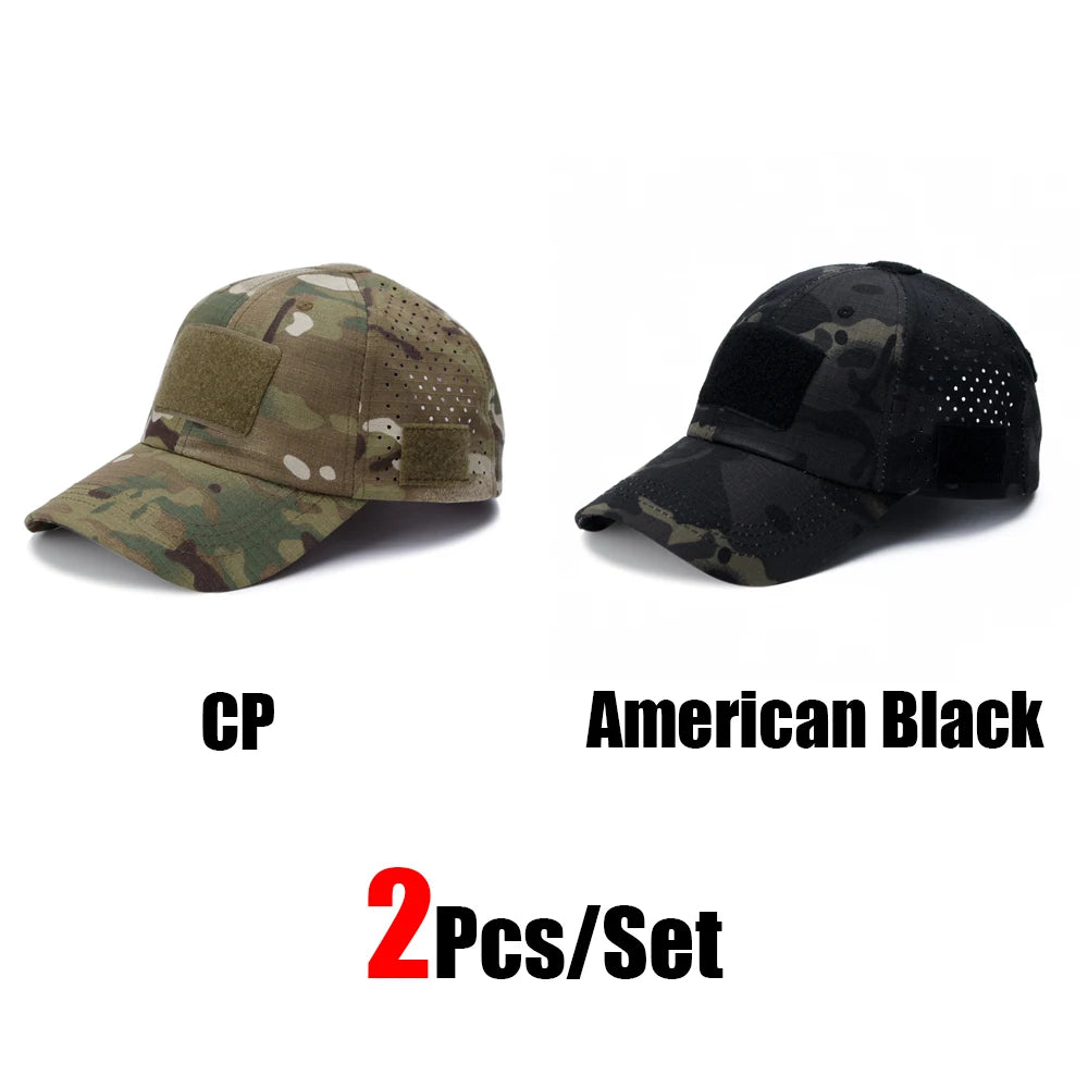 1/2pcs New Men's Camouflage Baseball Cap Breathable Sunscreen Hat Outdoor Sports Hunting Hiking Camping Beach Fishing Sun Hat