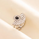 1pc Boho Turquoise Ring Stainless Steel Black Stone Silver Color Adjustable Ring Women Ethnic Ring Bohemian Jewelry Gift No Fade