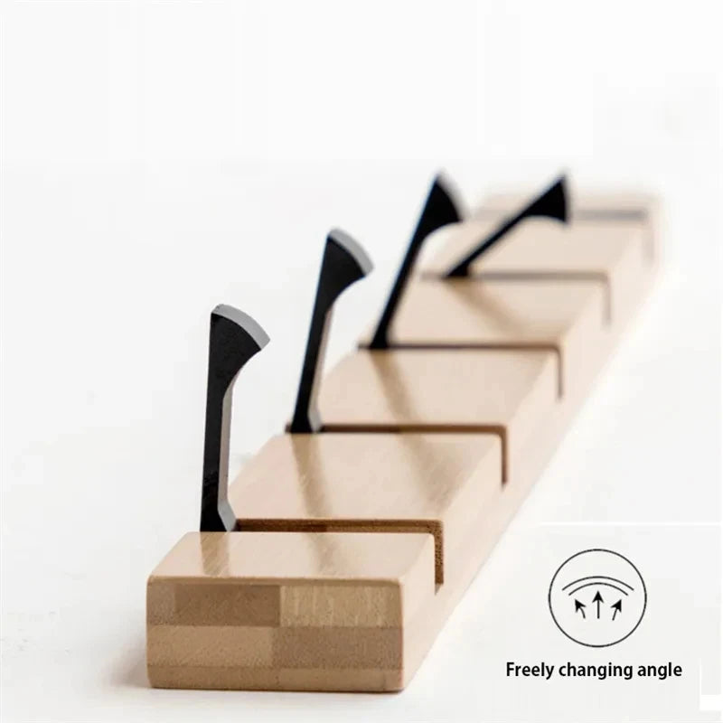 Colgador de llaves de bambú para colgar en la pared, organizador de pared, perchero rectangular, ganchos para abrigos, decoración del hogar, perchero