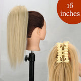 34inches Synthetic Ponytail Hair Extension Clip in Fake Wig Hairpiece Blonde Wrap Around Pigtail Long Smooth Overhead Pony Tail