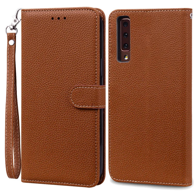 Funda de cuero de lujo con tapa para Samsung Galaxy A7 2018 (SM-A750F)