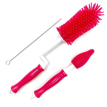 Silicone Bottle Cleaning Brush Baby Pacifier Straw Scrubber Small Brush 360 Degree Glass Cup Washing Kitchen Cleaning Tool Set