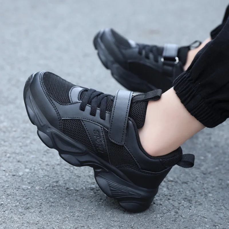 Children's Fashion Sports Shoes Breathable Student Black School Walking Shoes Anti-skid Boys & Girls Casual Running Sneaker